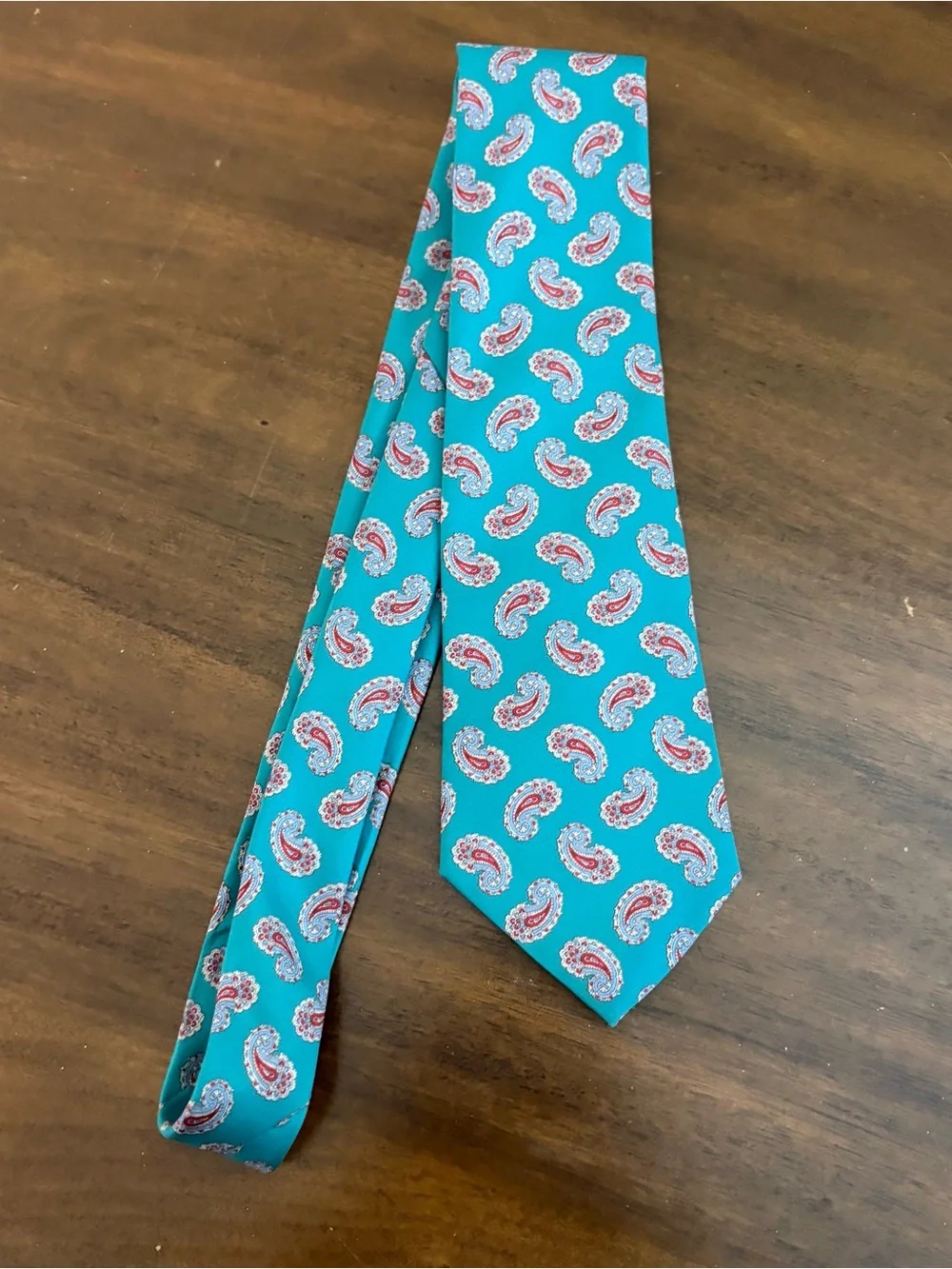 Italian Handmade Silk Men’s Neck Tie Turquoise paisley Business Classic Retro